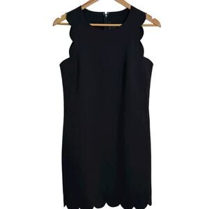 J Crew Size 4 Black Scalloped Hem Sleeveless Mini Dress